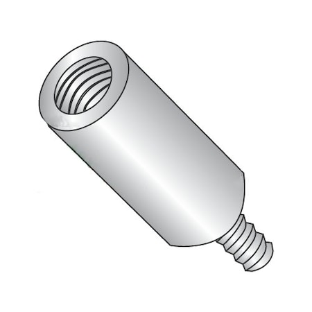 Newport Fasteners Round Standoffs, #4-40 Thrd Sz, 3/8 in Bd L, Aluminum Plain, 1/4 in OD, 1000 PK 187410
